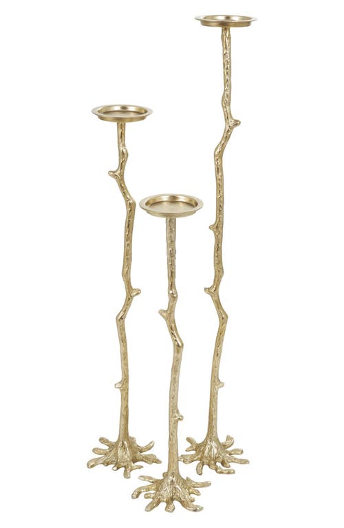 Vivian Lune Home Set Of 3 Glam Aluminum Metal Candleholders In Gold