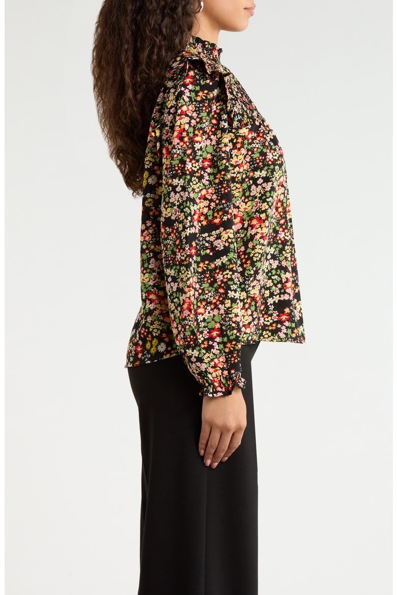 Malta Wildflower Smocked Top, Alternate, color, BLACK-MULTI-FLORAL