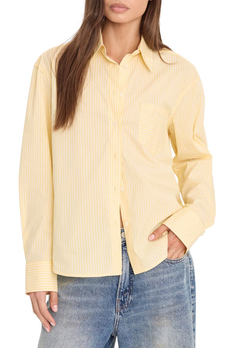 Boxy Stripe Cotton Poplin Blend Button-Up Shirt, Main, color, BUTTERBEAM STRIPE