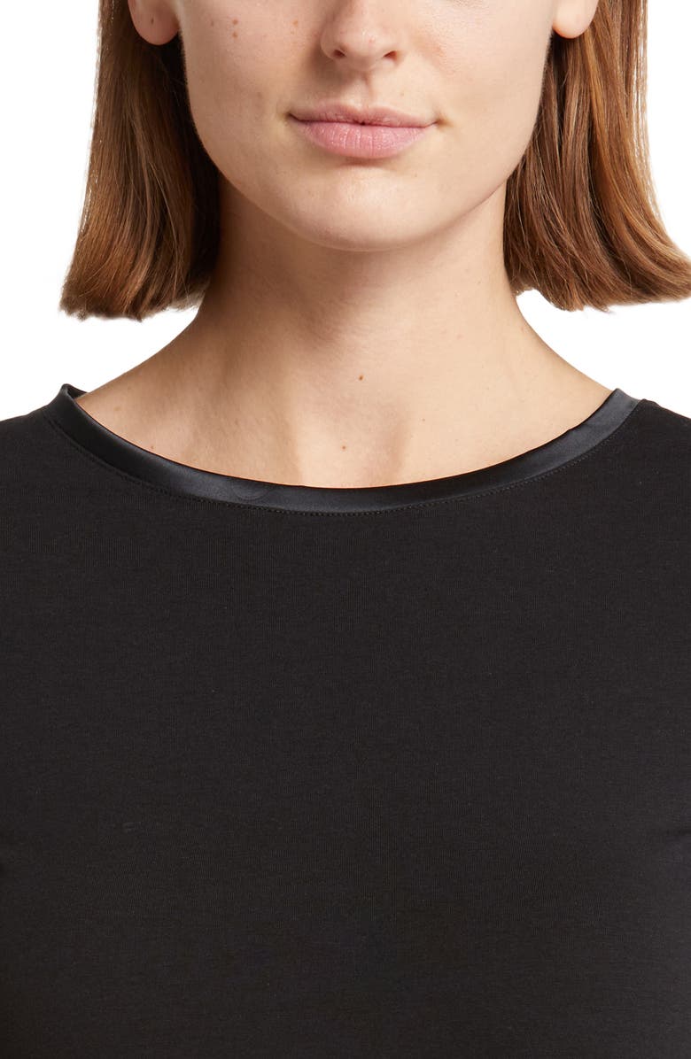 Oroblu Perfect Line Satin Trim Cotton & Modal Blend T-Shirt, Alternate, color, Black