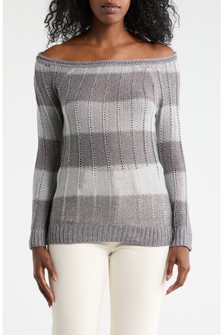 Stripe Long Sleeve Top, Main, color, SILVER