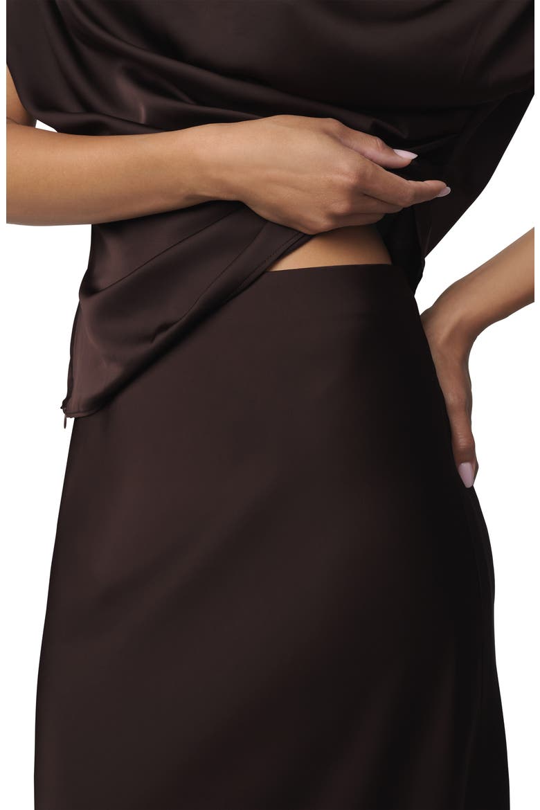 Ines Satin Maxi Skirt, Alternate, color, ESPRESSO