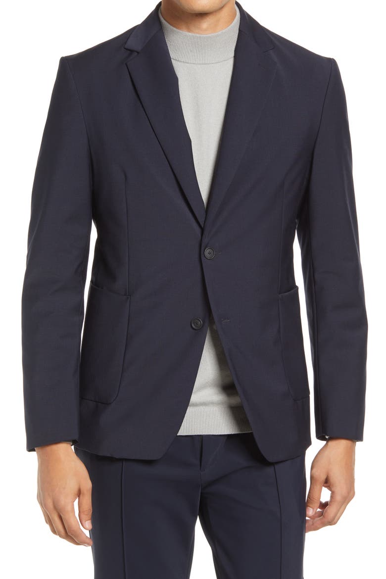 Hanry Wool Blend Blazer with Hooded Bib, Alternate, color, DARK BLUE
