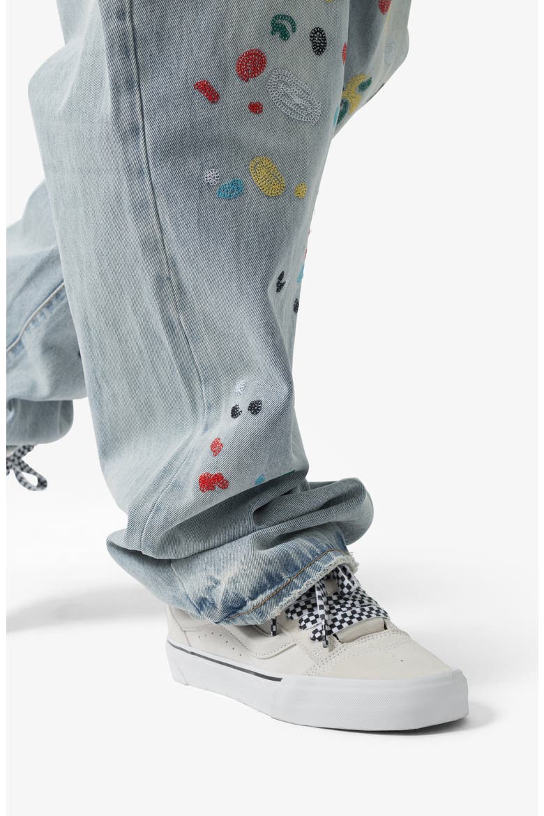 Ultra Baggy Paint Stitched Jeans, Alternate, color, LIGHT BLUE