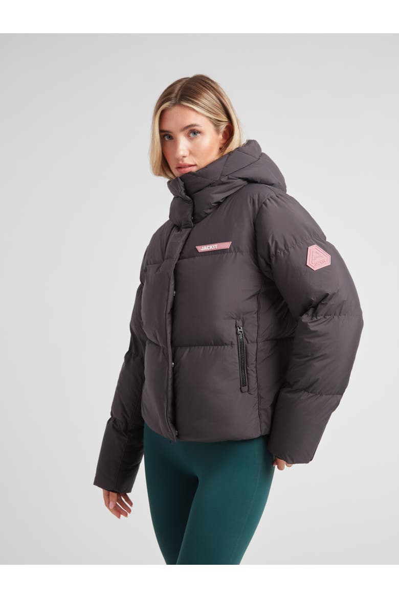 Star Shower Long Sleeve Puffer Jacket, Main, color, BLACK