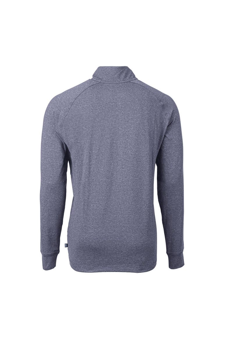 Men's Cutter & Buck  Heather Navy New England Patriots  Big & Tall Adapt Eco Knit Quarter-Zip Pullover Top, Alternate, color, Heather Navy
