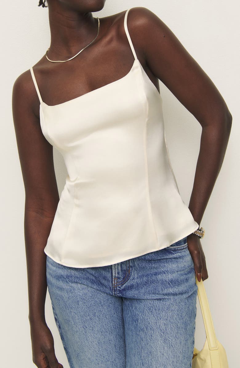 Reformation Isla Satin Camisole, Main, color, Fior Di Latte