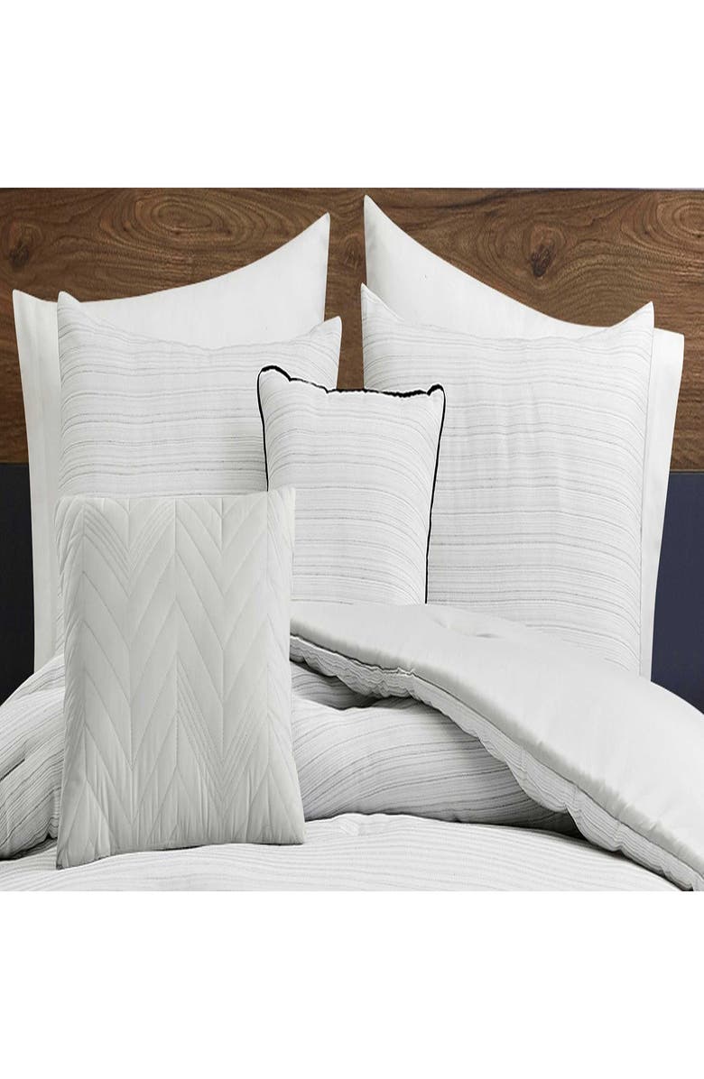 Kenneth Cole Reaction Space Dye Grid Yarn Waffle Reversible Comforter & Sham Set, Alternate, color, Medium / Dark Grey