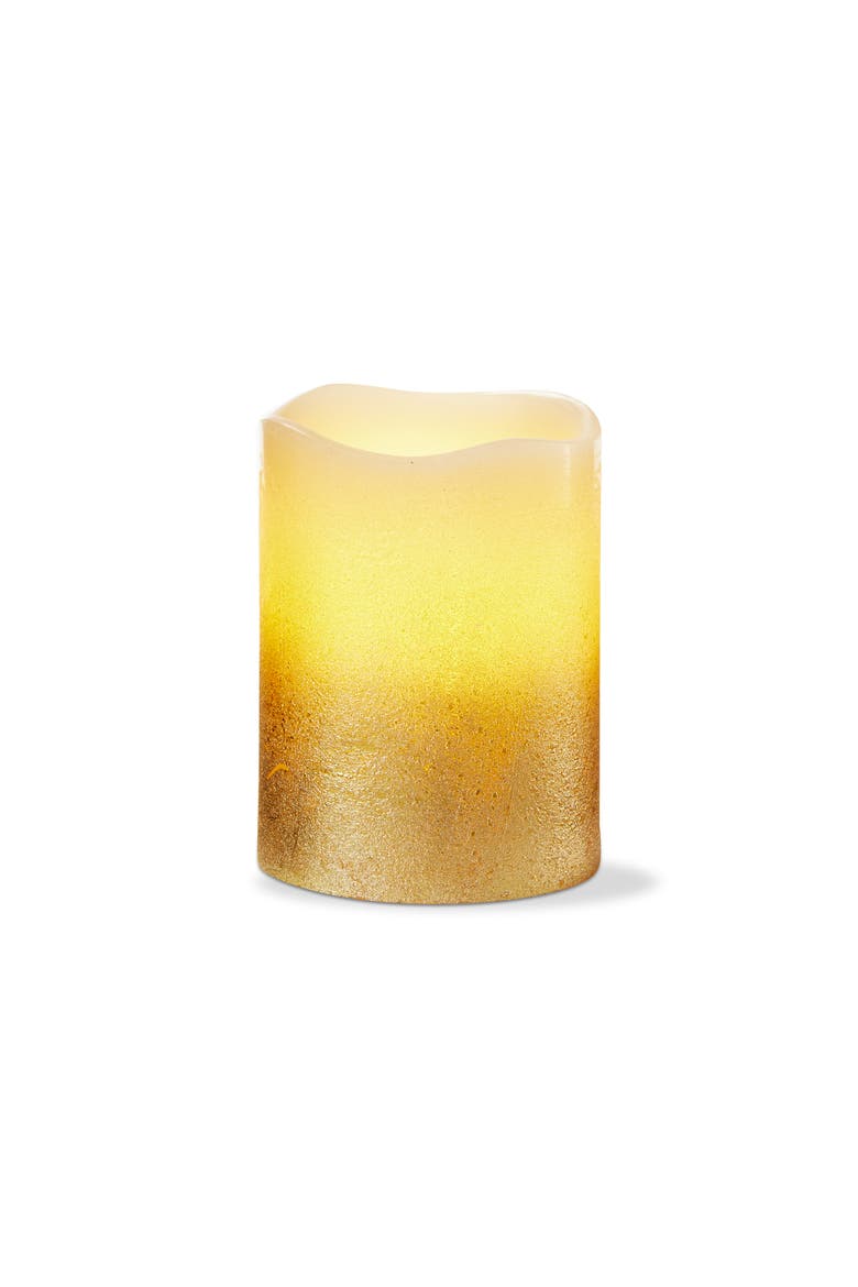 Shimmery Gold LED Flameless Pillar Candle Perfect for Everyday, Main, color, Gold