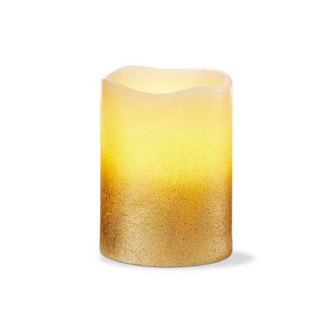 Shimmery Gold LED Flameless Pillar Candle Perfect for Everyday