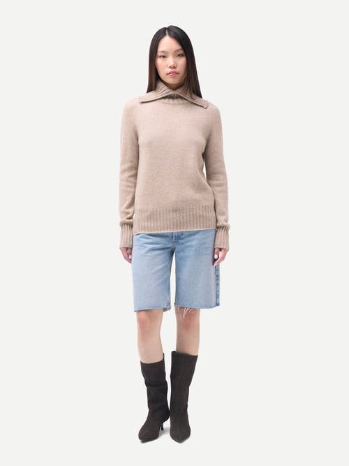 Gobi Cashmere Slit T-neck Sweater In Gray
