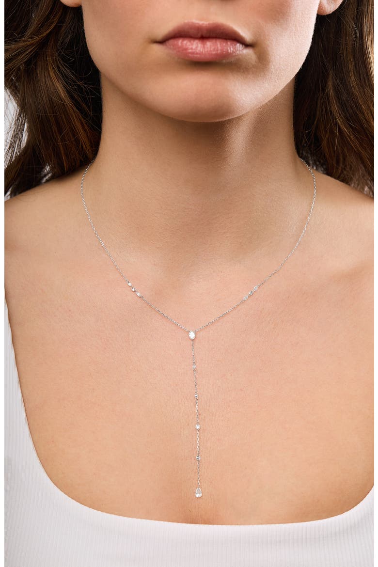 18K Gold Liora Natural Diamond Y-Necklace, Alternate, color, 18K WHITE GOLD