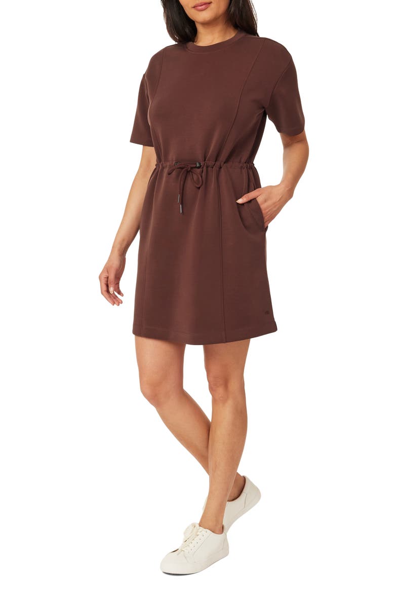 Drawstring T-Shirt Dress, Alternate, color, PUCE