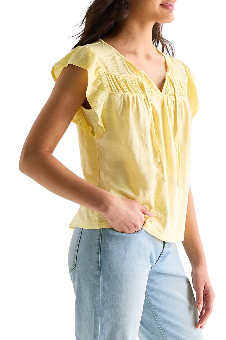 Split Neck Cotton Top, Alternate, color, SUNLIGHT