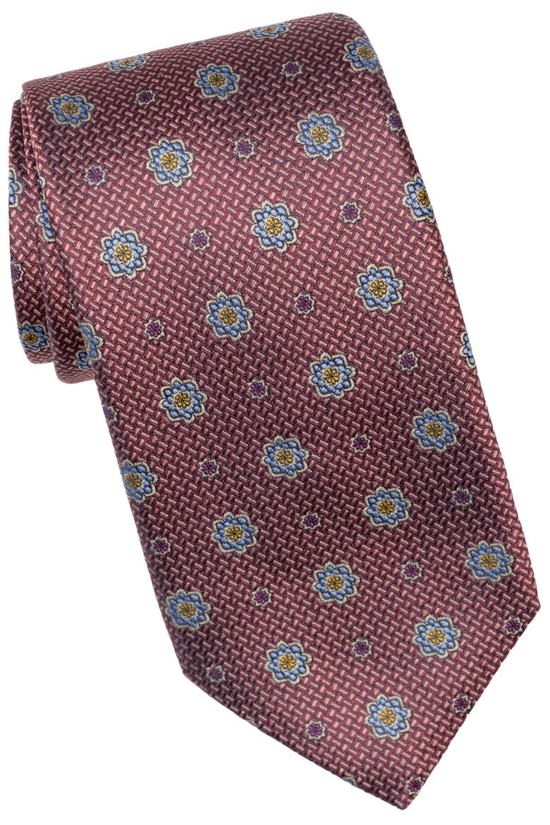 Deruta - Silk Jacquard Tie For Men, Main, color, Raspberry Sorbet