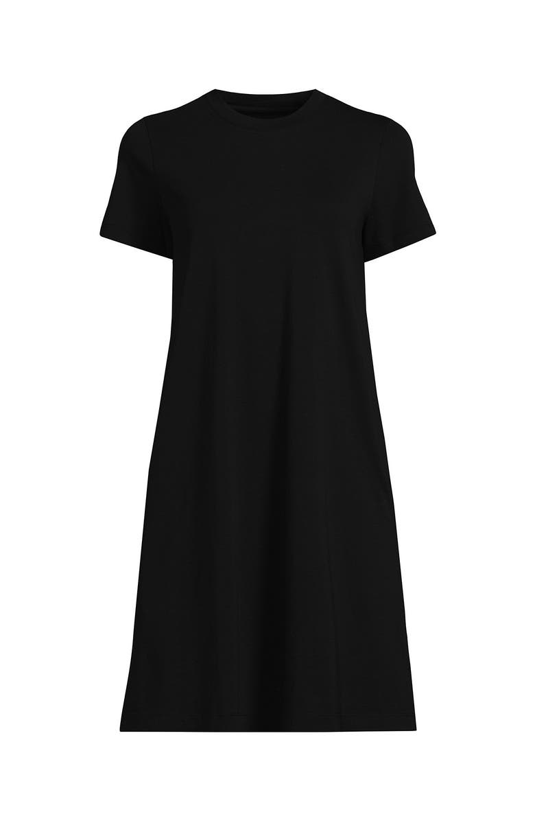Lands' End Cotton Jersey Crew Neck T Shirt Dress, Alternate, color, Black