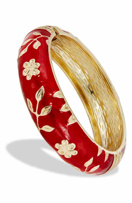 Enamel Floral Hinge Bangle