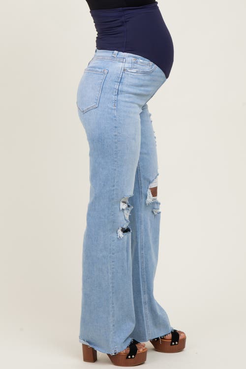 Pinkblush 90's Vintage Super High Rise Flare Maternity Jeans In Blue