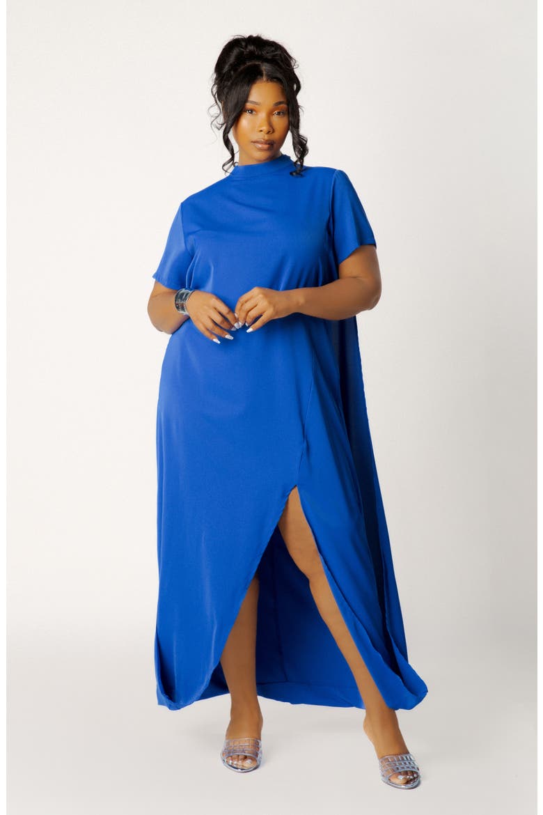 High Neck Draped Maxi Dress, Alternate, color, ROYAL BLUE