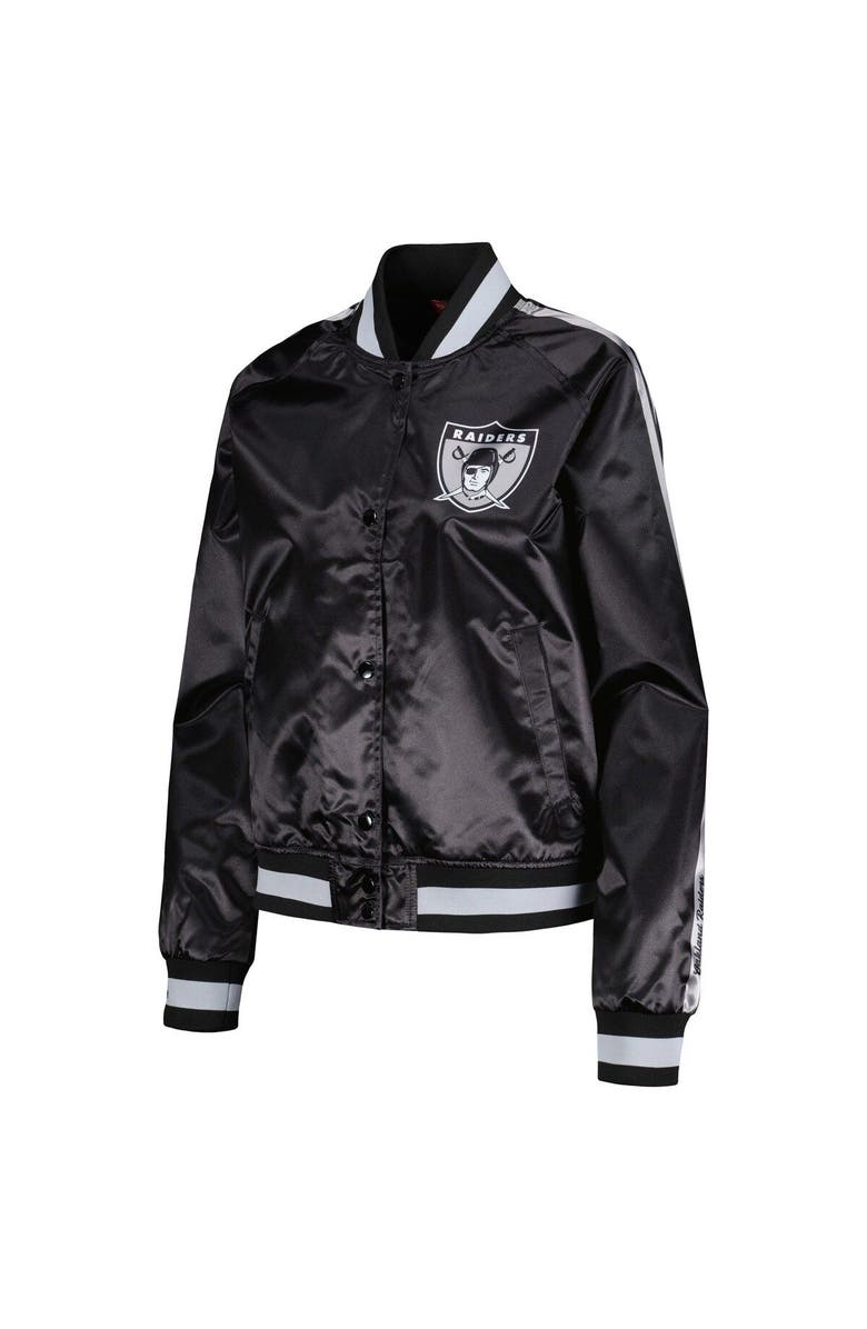 Mitchell & Ness Women's Mitchell & Ness Black Las Vegas Raiders Raglan Satin Full-Snap Jacket, Alternate, color, 