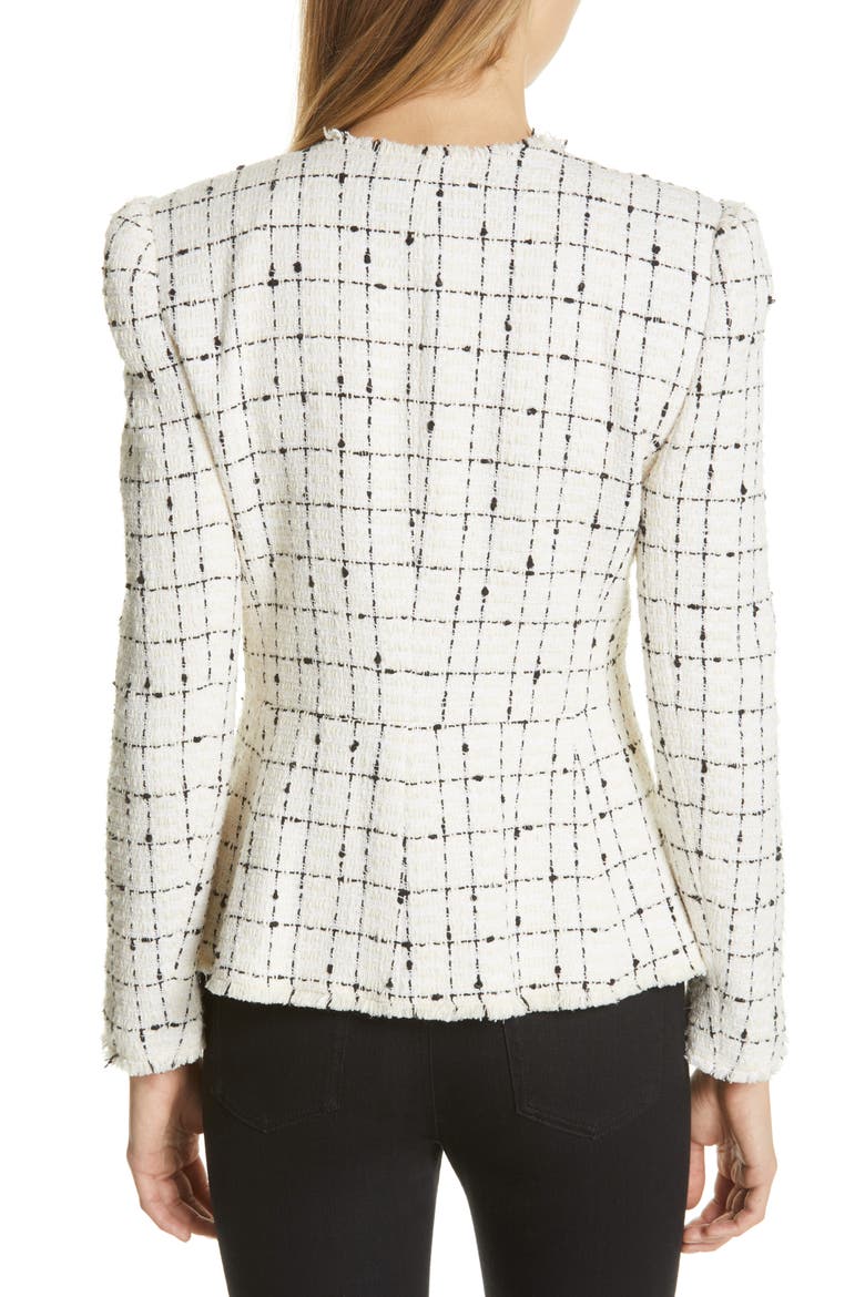 Plaid Tweed Zip Jacket, Alternate, color, CREAM COMBO