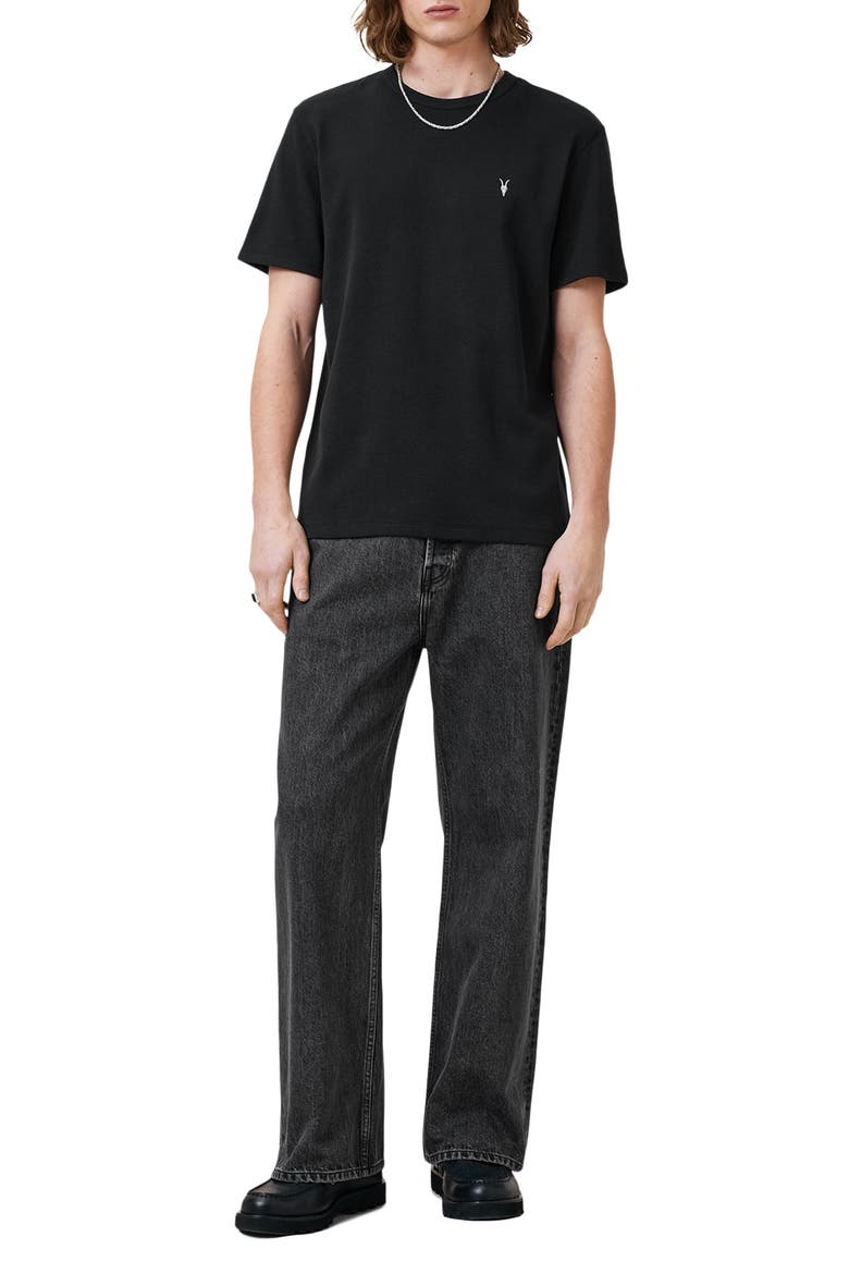 Ellis Waffle Knit Cotton T-Shirt, Alternate, color, JET BLACK