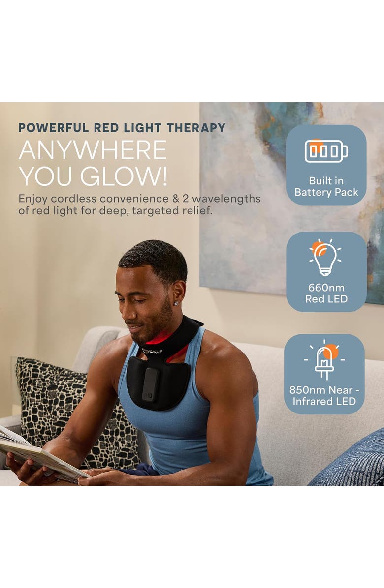 Lifepro Red Light Therapy Neck Wrap 660nm & 850nm Near Infrared Device, Alternate, color, Black