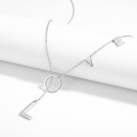 Love Lariat Necklace 18k Gold Plated 21"