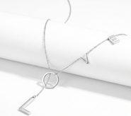 Bliss Diamond Love Lariat Necklace 18k Gold Plated 21"
