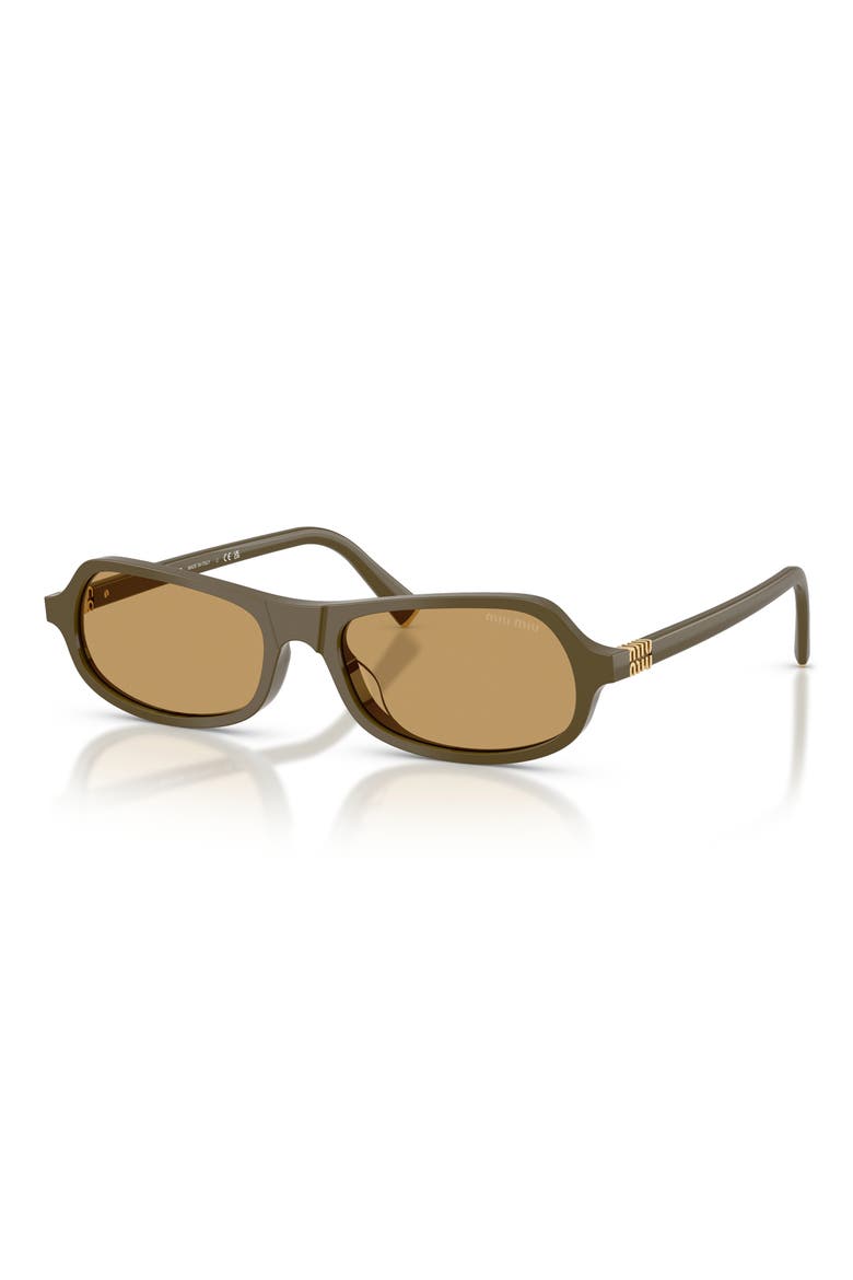 55mm Irregular Sunglasses, Alternate, color, GREEN / BROWN
