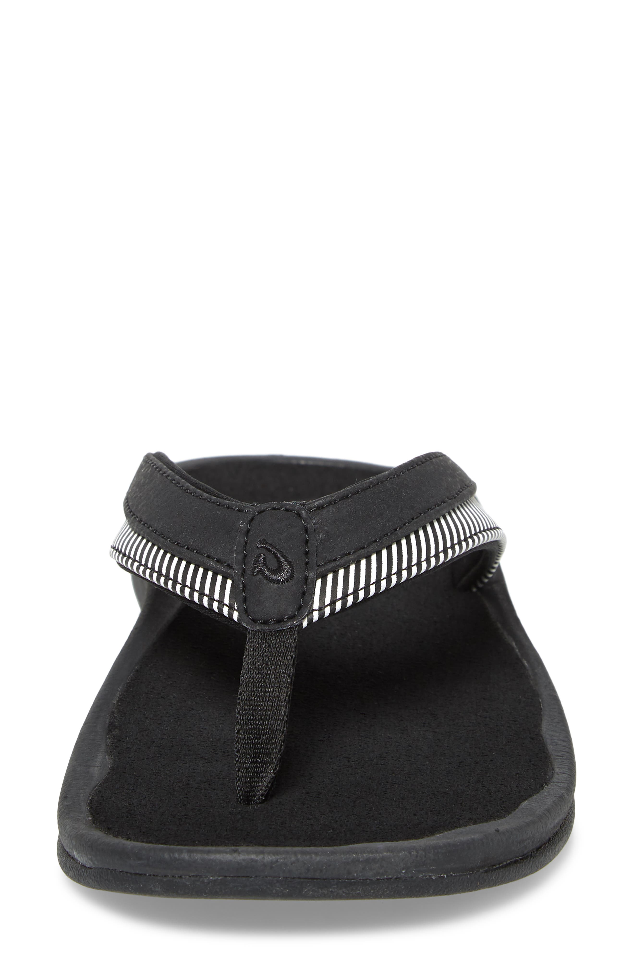 Wehi 'Ohana Flip Flop, Alternate, color, BLACK/ STRIPE FABRIC