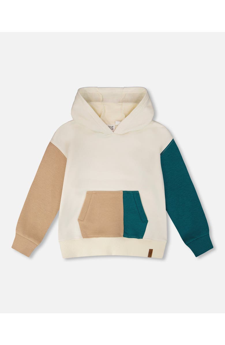Deux par Deux Long Sleeve French Terry Hoodie, Main, color, Off-White