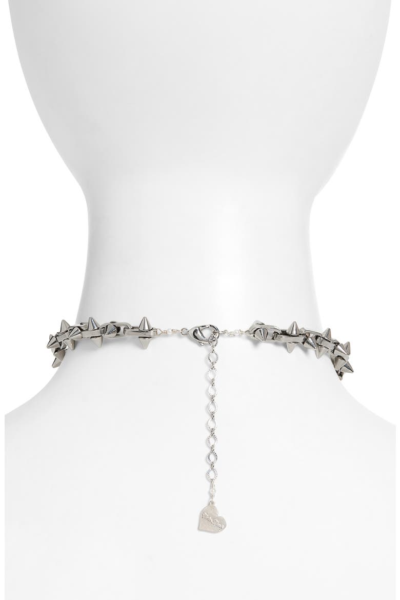 Stainless Steel Spike Choker, Alternate, color, SILVER