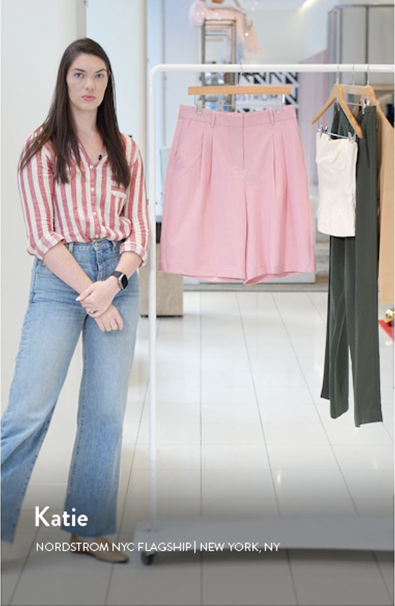 Caroline Pleated High Waist Bermuda Shorts, sales video thumbnail