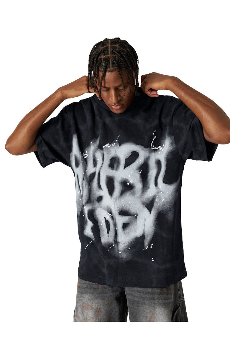 Washed Abstract Graphic Tee, Main, color, Black