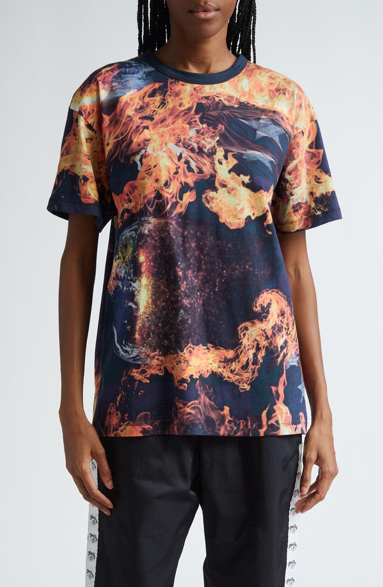 Sky High Farm Workwear Gender Inclusive World is Burning Organic Cotton T-Shirt, Main, color, 