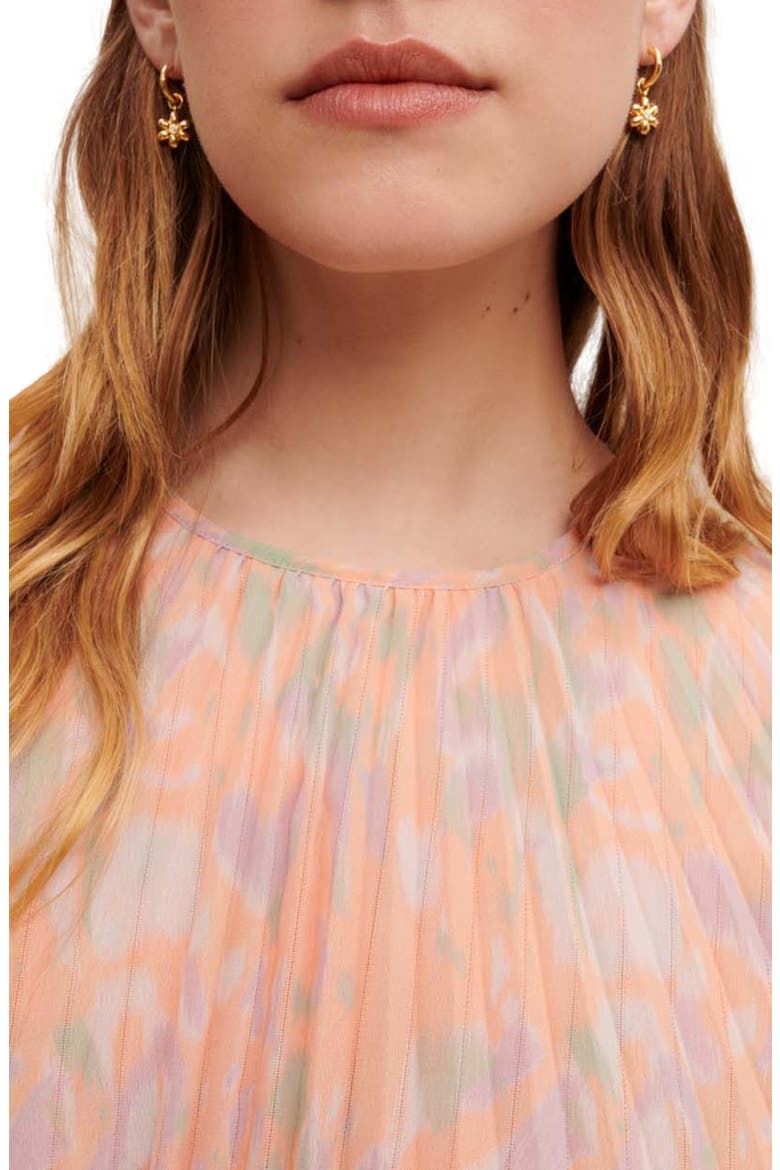 Isisa Pleat Dress, Alternate, color, IMPRIME CAMOUFLAGE ORANGE
