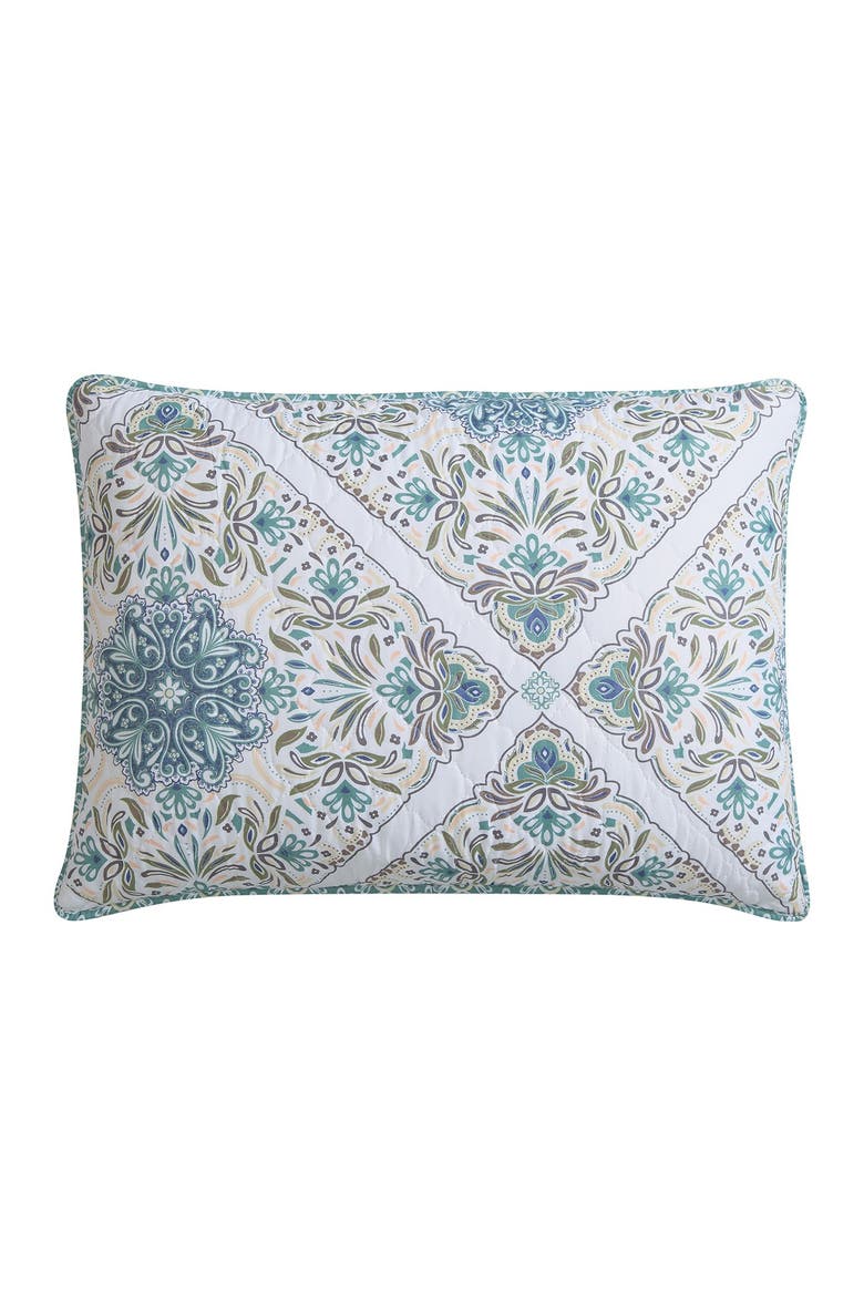 Windsor Reversible Medallion Quilt Set - King, Alternate, color, AQUA