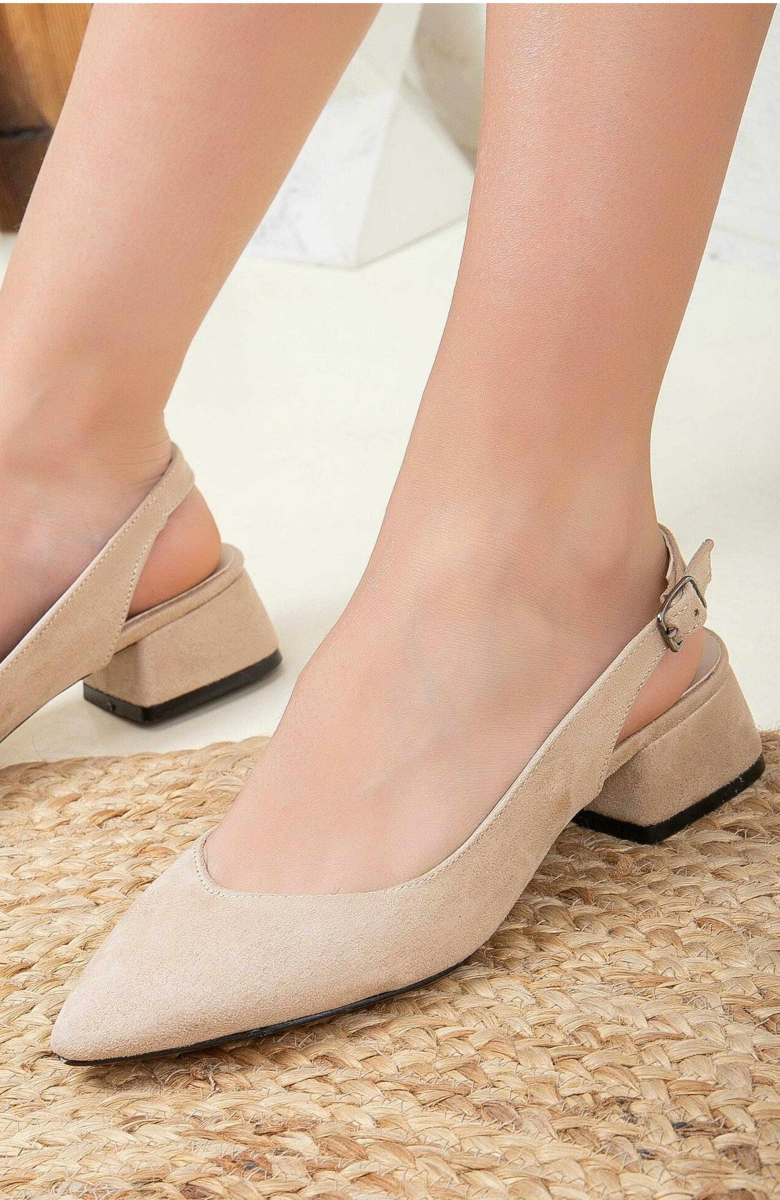 Forever & Always Shoes Emma Slingback Flat Heels, Alternate, color, Beige