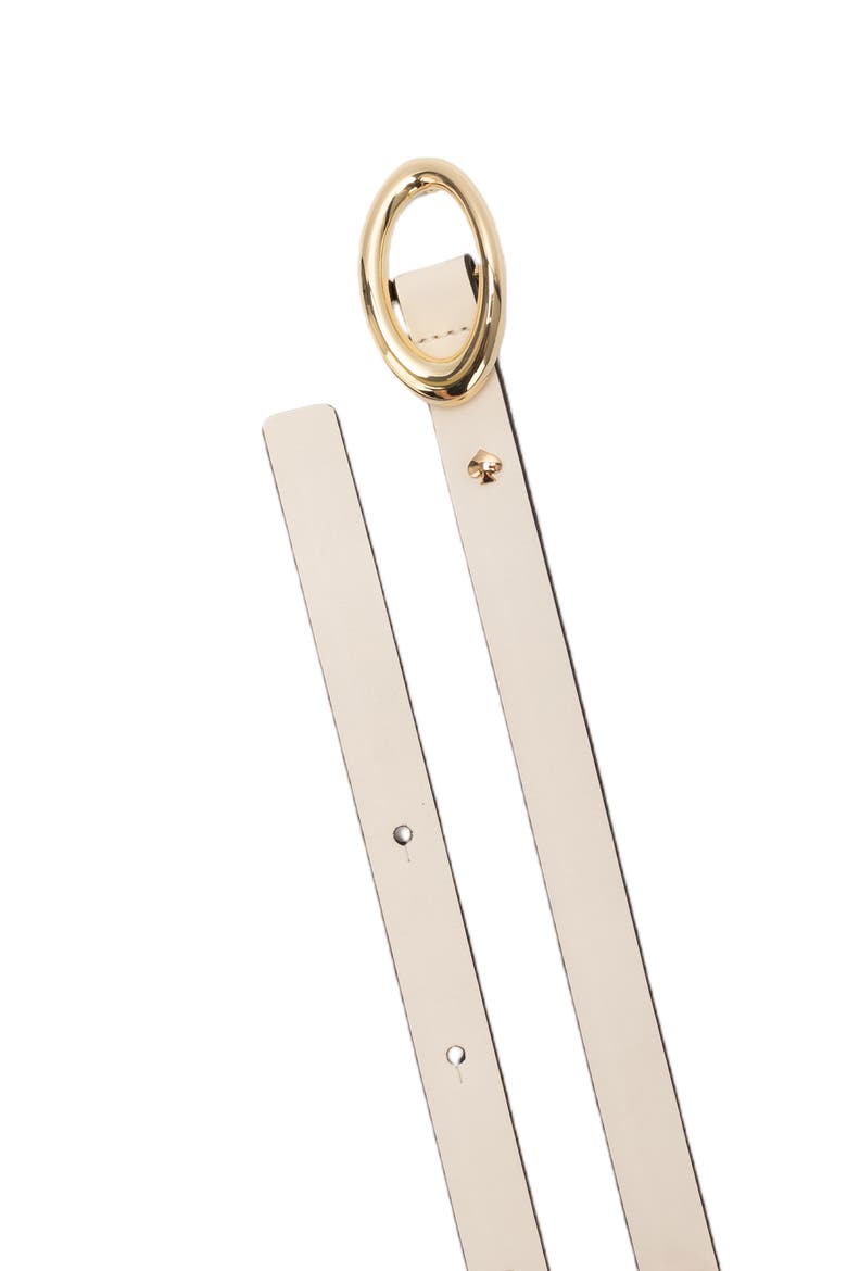 oval molten buckle leather belt, Alternate, color, CREAM