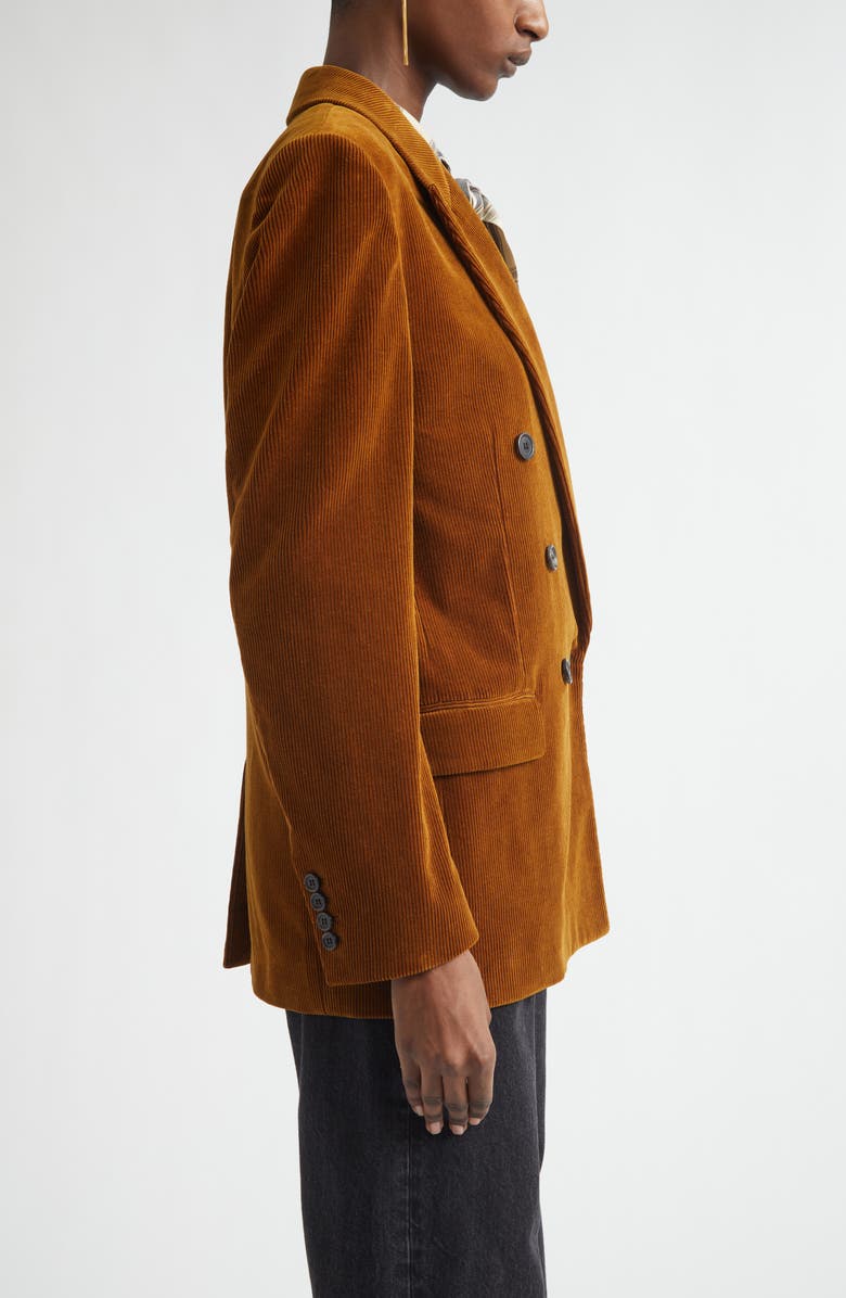 Saint Laurent Double Breasted Corduroy Blazer, Alternate, color, Cognac