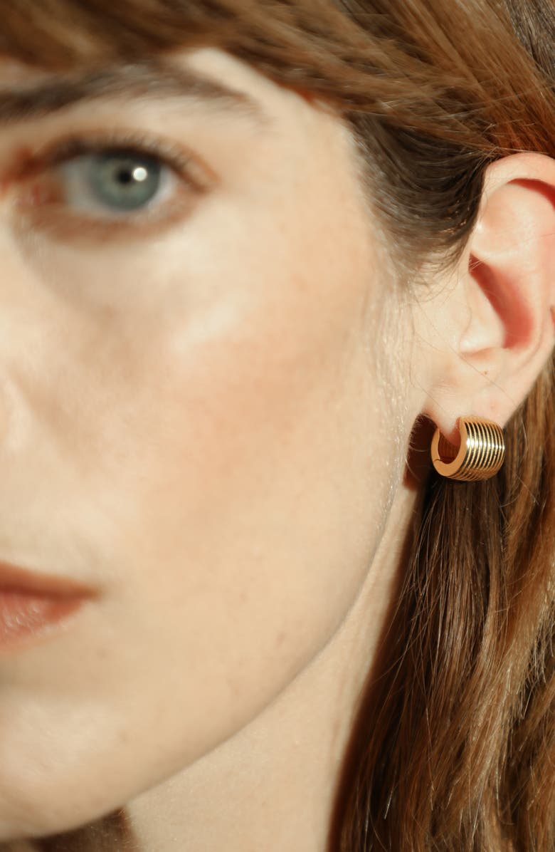 IVI Los Angeles Round Aurelia Huggie Hoop Earrings, Alternate, color, Yellow Gold