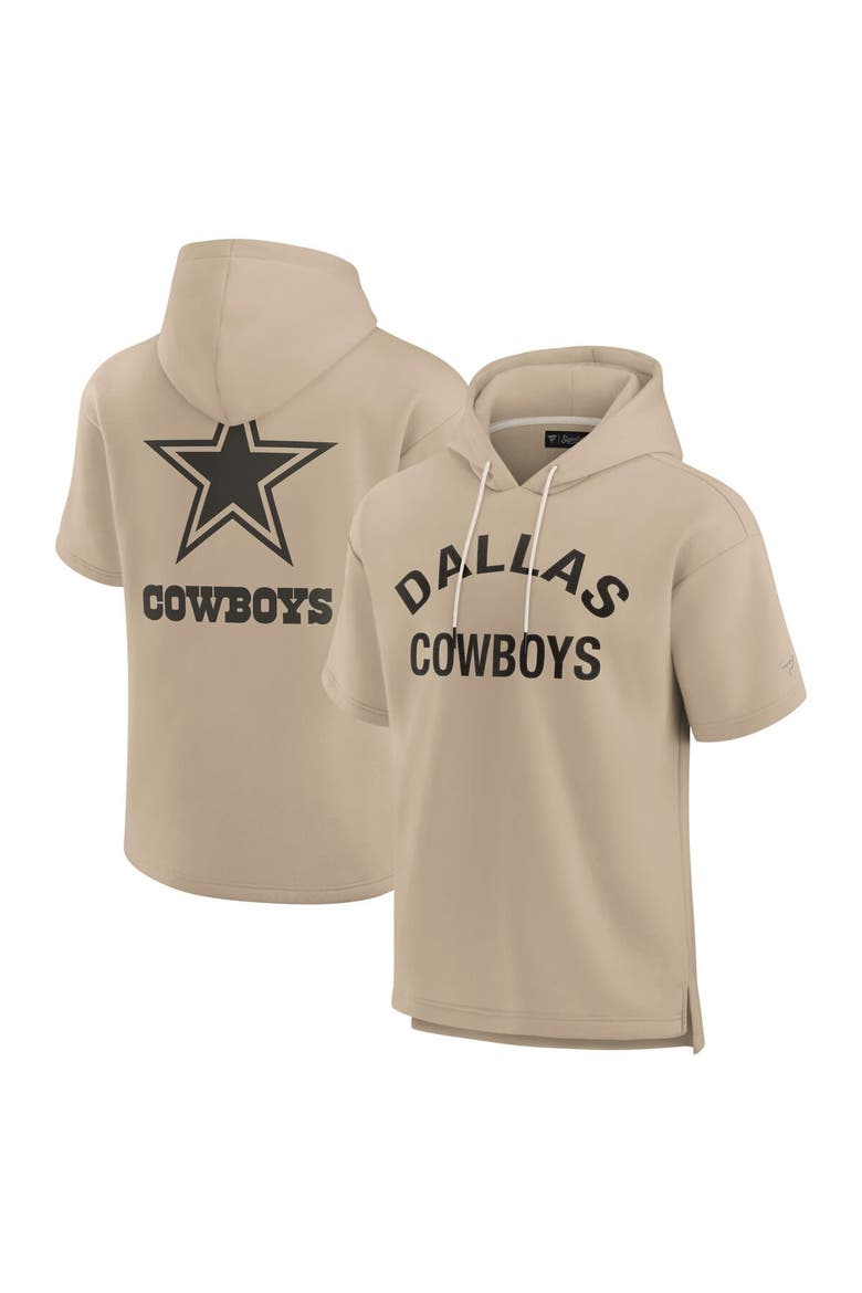 Unisex Fanatics Signature Khaki Dallas Cowboys Elements Super Soft Fleece Short Sleeve Pullover Hoodie, Main, color, Khaki
