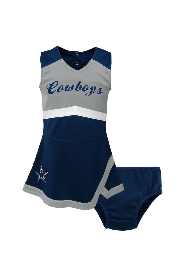 Girls Toddler Navy Dallas Cowboys Cheer Captain Dress with Bloomers, Main, color, Navy