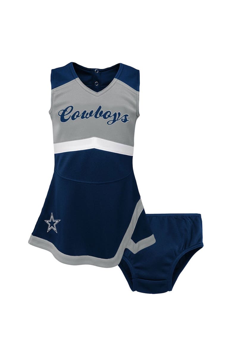 Outerstuff Girls Toddler Navy Dallas Cowboys Cheer Captain Dress with Bloomers, Main, color, Navy