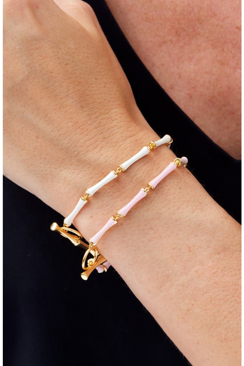 Modern Bamboo Link Bracelet, Alternate, color, GOLD/ PINK