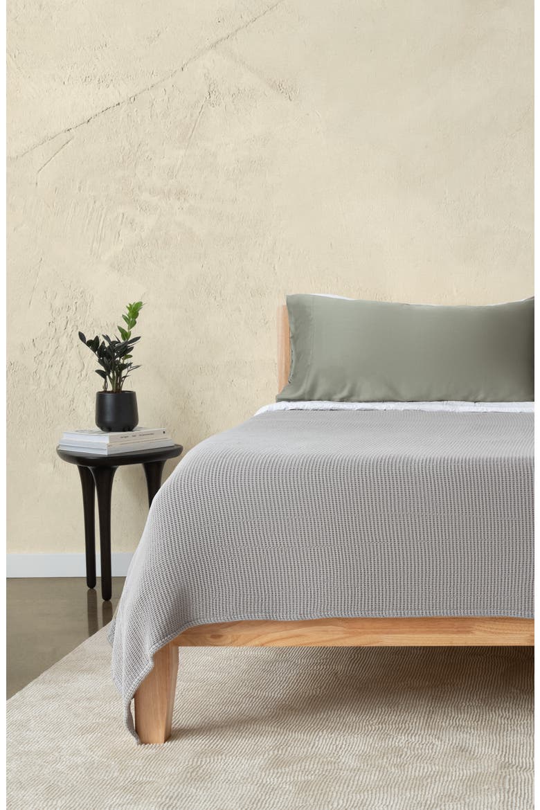 Textured Waffle Throw Blanket, Alternate, color, SAGE
