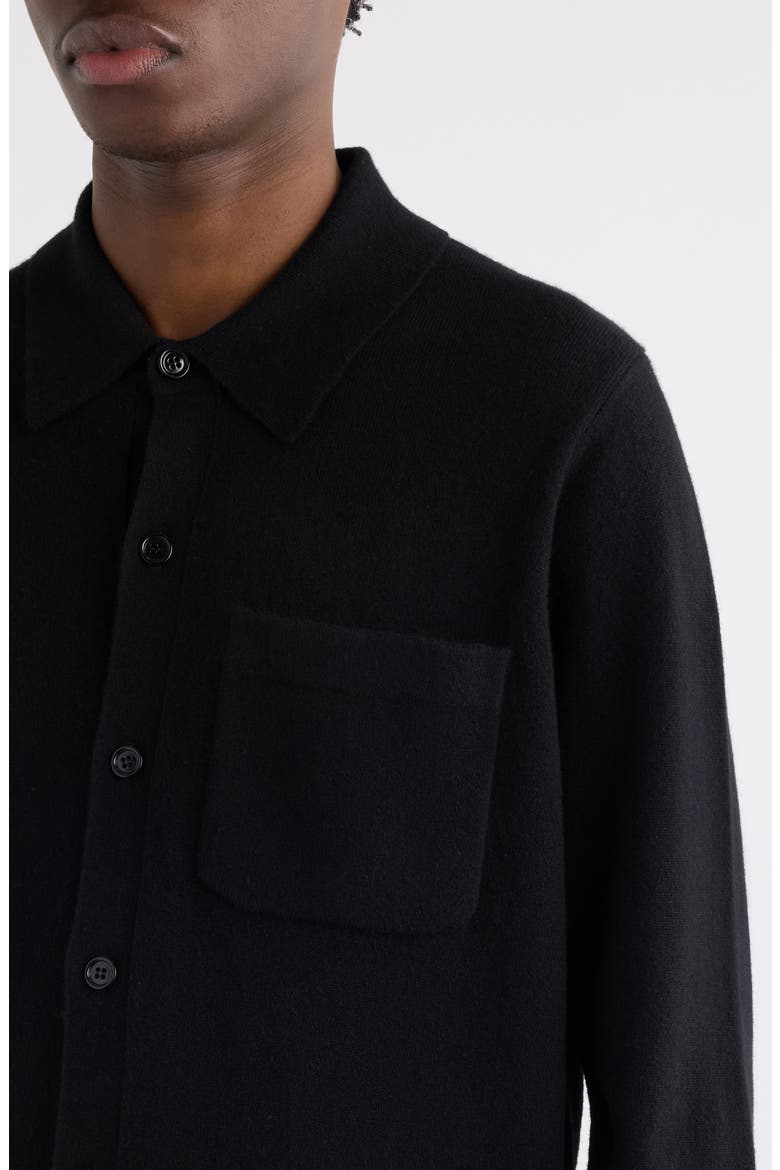 Monaco Cashmere Button-Up Shirt, Alternate, color, BLACK
