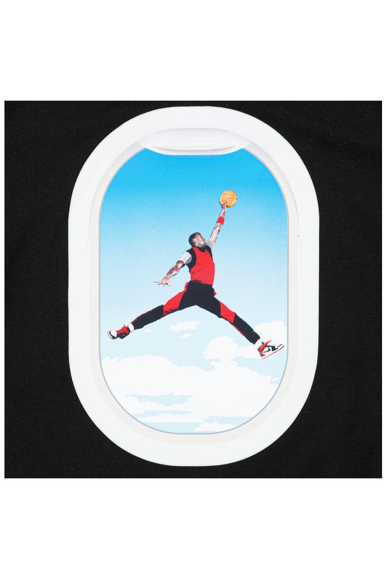 Kids' Air Jordan Plane Window Graphic Cotton Blend T-Shirt, Alternate, color, BLACK