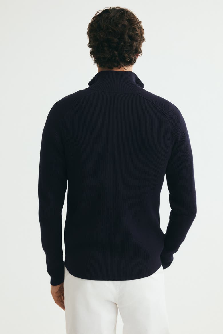 Slim-Fit Rib-Knit Cardigan, Alternate, color, Navy blue